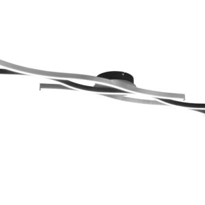 Blaze Plafonnier LED Ondulé en Métal Aluminium et Noir avec Réglage d'Intensité et de Température de Couleur de la Lumière avec Interrupteur L. 108cm