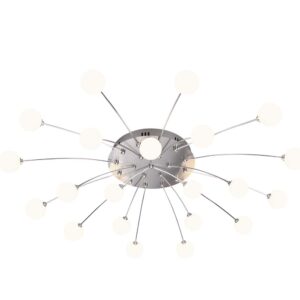 Plafonnier LED Bullet en métal acier avec 21 diffuseurs en verre blanc, dimmable avec interrupteur mural D. 97cm.