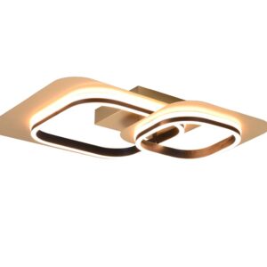 Lugo Plafonnier LED Double Carré en Métal Doré avec Bord Noir avec Réglage d'Intensité avec Interrupteur Mural Standard L. 54Cm