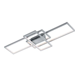 Thiago Plafonnier LED en acier satiné avec 3 rectangles et technologie "Wiz" multifonction L. 104cm