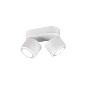 Taurus Barre 2 Spots Led en Métal Blanc Orientables Pivotants Double Émission Interrupteurs Séparés L. 18Cm