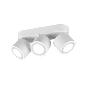 Taurus Barre 3 Spots Led en Métal Blanc Orientables Pivotants Double Émission Interrupteurs Séparés L. 27Cm