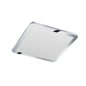Cesar Plafonnier LED Carré de taille moyenne avec bordure chromée, effet cristal, dimmable avec interrupteur à bascule IP44 40x40cm