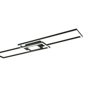 Ganado Plafonnier LED rectangulaire noir rétroéclairé RVB avec télécommande multifonction L. 110cm