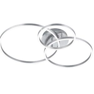 Winona Plafonnier LED rond orientable en acier rétroéclairé RGB avec télécommande multifonction L. 77cm