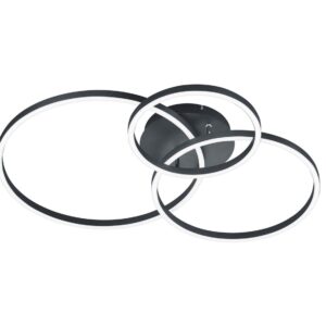 Winona Plafonnier LED rond orientable noir rétroéclairé RGB avec télécommande multifonction L. 77cm
