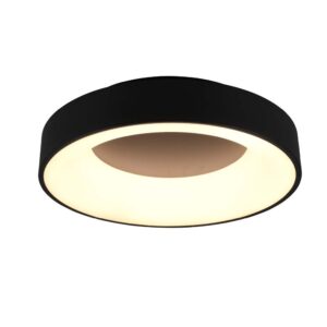 Girona Plafonnier LED en métal noir mat avec variation d'intensité et interrupteur mural D. 45cm