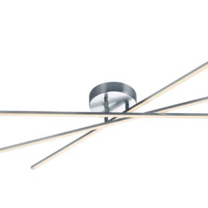 Tiriac Plafonnier LED Grand 3 Barres Orientables en Métal Acier Satiné avec Réglage 3 Intensités avec Interrupteur à Bascule Standard D.100Cm