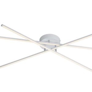 Tiriac Plafonnier LED Grand 3 Barres Orientables en Métal Blanc Mat avec Réglage de 3 Intensités avec Interrupteur à Bascule Standard D.100Cm