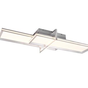 Plafonnier LED Charleston en aluminium brossé avec 2 rectangles et allumages séparés L. 100 cm