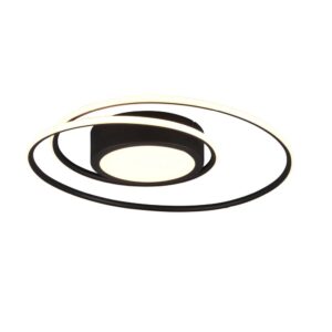 Yava Plafonnier LED Noir Rond avec Télécommande Multifonction D.60Cm