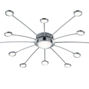 Bodrum Plafonnier LED Chromé 12 Lumières + 1 avec Télécommande. Température de couleur réglable D. 100