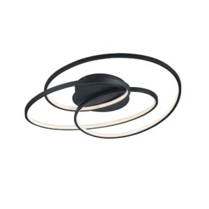 Gale Plafonnier LED Noir avec Cercles Concentriques et Réglage d'Intensité avec Interrupteur D.60Cm