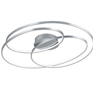 Gale Plafonnier LED Grand Acier Satiné Cercles Concentriques Avec Réglage d'Intensité Avec Interrupteur D.80Cm