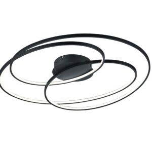Gale Plafonnier LED Grand Noir avec Cercles Concentriques et Réglage d'Intensité avec Interrupteur D.80cm