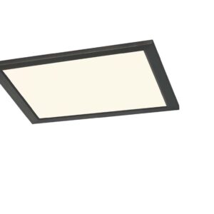 Plafonnier LED carré Phoenix, noir, dimmable, diffuseur blanc, 30x30.