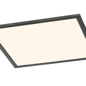 Plafonnier LED carré Phoenix, noir, dimmable, diffuseur blanc, 45x45
