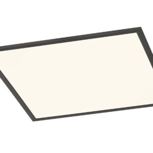 Plafonnier LED carré Phoenix, noir, dimmable, diffuseur blanc, 62x62.