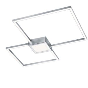 Hydra Plafonnier LED en métal acier double carré + lumière centrale dimmable avec interrupteur 65cmx65cm