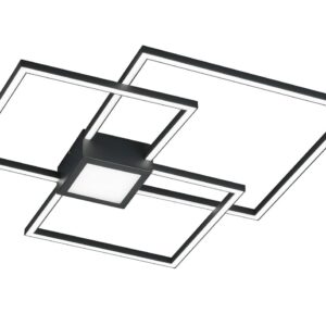 Hydra Plafonnier LED en métal anthracite triple carré + lumière centrale dimmable avec interrupteur L. 66X66Cm