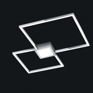 Hydra Plafonnier LED Chrome Double Carré + Lumière Centrale Dimmable Avec Interrupteur 65cm x 65cm