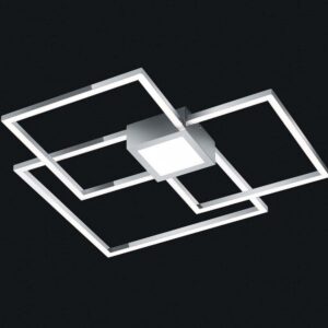 Hydra Plafonnier LED Chrome Triple Carré + Lumière Centrale Dimmable Avec Interrupteur L. 65X65Cm