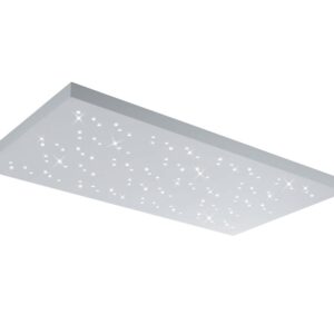 Titus Plafonnier LED Rectangulaire Ciel Étoilé en Métal Blanc Mat Avec Télécommande et Fonctions de Variation de Lumière Chaude et Froide, Réglage de