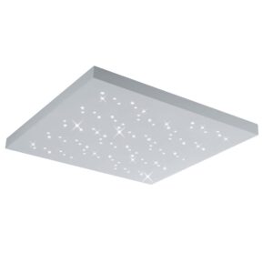 Titus Plafonnier LED Carré Grand Ciel Étoilé en Métal Blanc Mat Avec Télécommande et Fonctions de Variation de Lumière Chaude et Froide, Réglage de l'