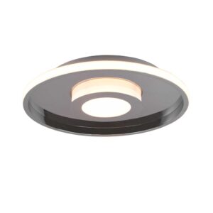 Plafonnier LED Ascari H2O en chrome avec variateur et interrupteur IP44 D.40,3cm