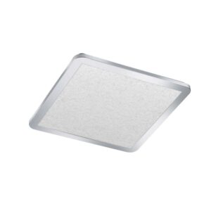 Cinzia H2O Plafonnier LED Carré avec Bordure Chromée, Diffuseur à Effet Cristal, Variateur d'Intensité avec Interrupteur, IP44, L. 40cm.
