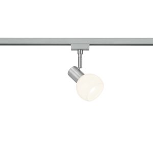 Spot orientabile Duoline Antibes en métal acier satiné et verre sphère blanc Ø 9cm