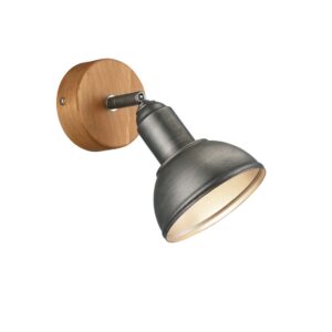 Delhi Spot Unique Dôme Métal Acier Antique et Bois D. 20,5cm