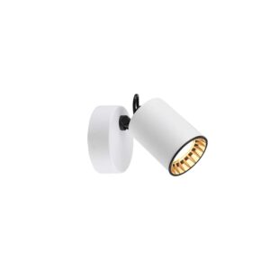 Luminaire Spot Simple Cylindre en Métal Blanc avec Anneau Intérieur Noir H. 9cm
