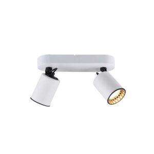 Pago Barre 2 Spots Cylindres en Métal Blanc avec Anneaux Intérieurs Noirs L. 24Cm