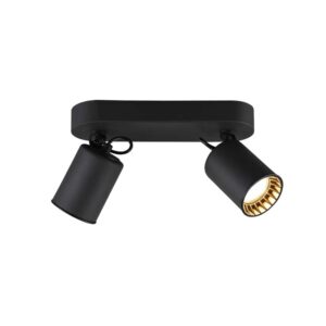 Paiement Barre 2 Spots Cylindres Métal Noir L. 24Cm