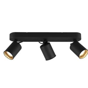 Paiement Barre 3 Spots Cylindres Métal Noir L. 41Cm