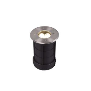 Luminaire Encastrable Extérieur LED Rond en Acier Satiné Blanc pour Voie d'Accès, Charge Maximale 2 000 kg, IP65, Diamètre 11 cm