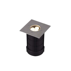 Projecteur encastrable carré en acier satiné pour véhicules Blanc chaud LED extérieur IP65 11x11cm, charge maximale 2 000 kg.