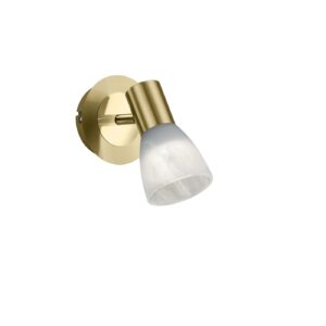 Levisto Spot Led Orient. Laiton et Verre Albâtre H.14,5