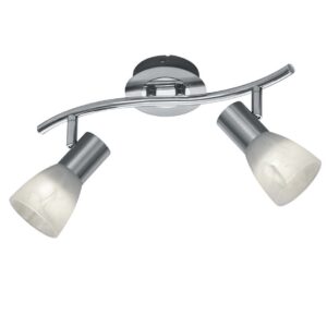 Levisto Barre LED 2 Spots Orientables. Acier + Verre Alabaster. L.33