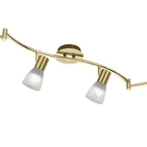 Levisto Barre Led 6 Spots Orientables. Laiton+Verre Alabaster. L.180
