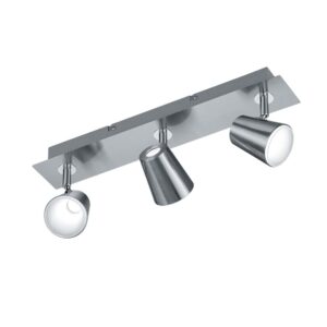 Narcos Barre 3 Spots Led en acier avec diffuseur conique et trou de montage de 45 cm.