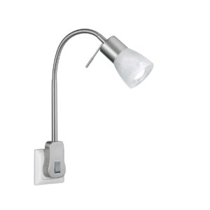 Levisto Applique LED Flexible Avec Prise Murale et Interrupteur Acier+Vt.Alab. H. 30