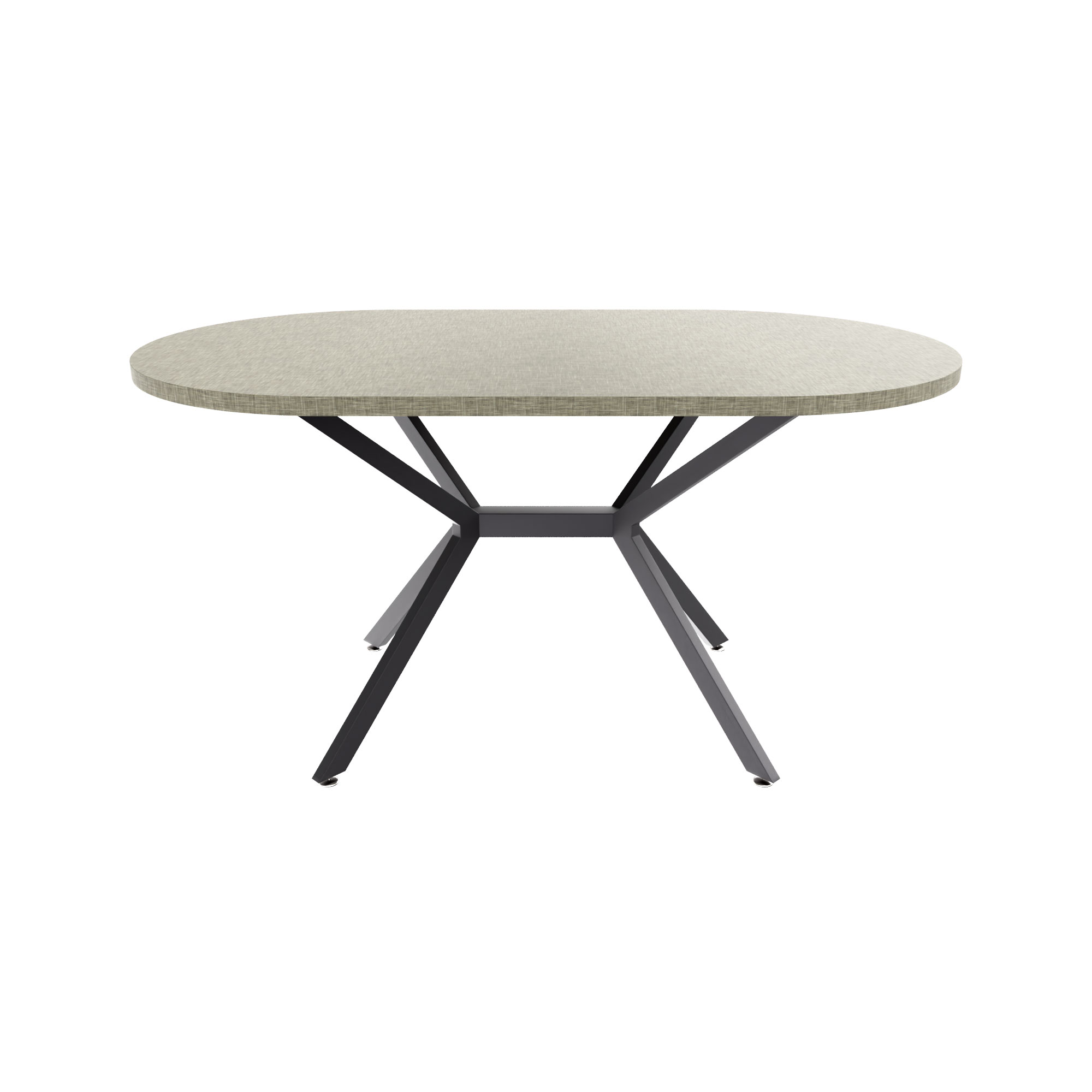 Marui Small - Table à manger ovale en bois et métal avec pied central Ashi 150x90 cm