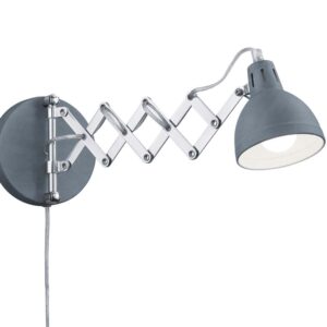 Applique à ciseaux en métal chromé, diffuseur en métal effet ciment, L. Max 53cm