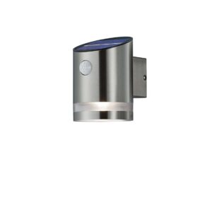 Applique LED extérieure solaire rechargeable en acier satiné avec détecteur de mouvement IP44 H.12,7cm