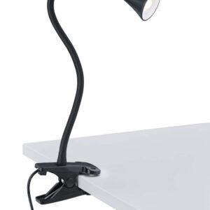 Lampe de bureau LED Viper flexible avec pince noire H. 35 cm