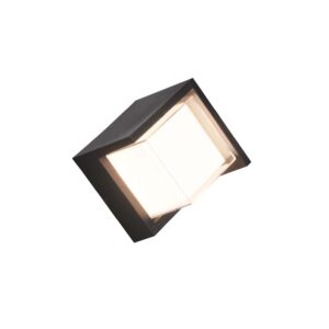 Applique LED extérieure noire en métal carrée Puno avec diffuseur blanc IP44 L. 15cm