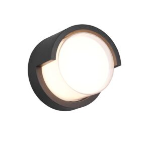 Applique LED extérieure noire en métal carrée Puno avec diffuseur blanc IP44 D. 15cm