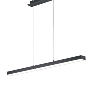 Suspension LED rectangulaire Agano en métal noir satiné avec variateur à clic, interrupteur à 4 intensités et variation de la lumière froide/chaude av